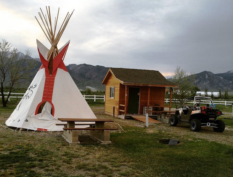 Cabins and tipi at Moose Crossing RV Park