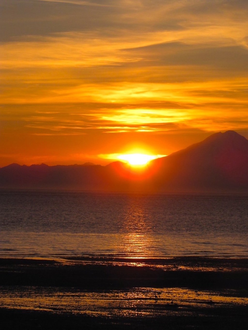 Sunset over Cook Inlet near Alaskan Angler RV Resort