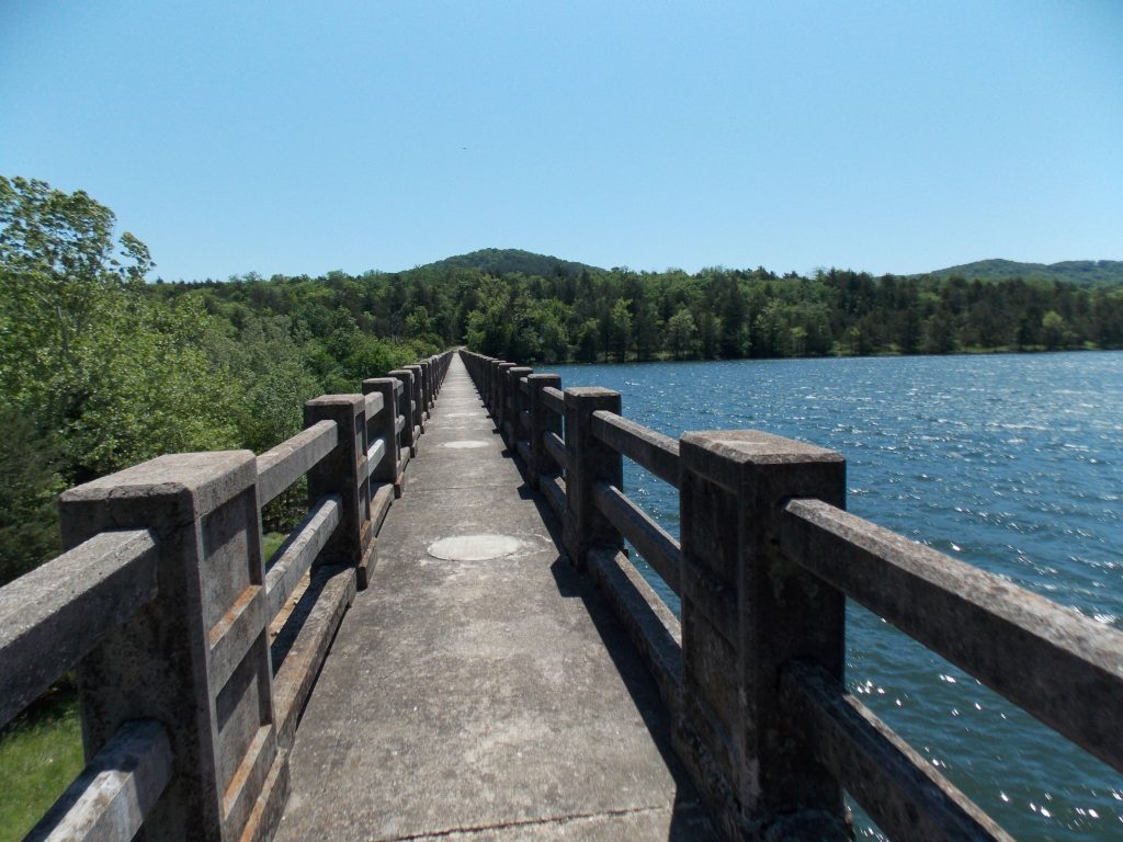 18451717 - crossing over the dam on lake leatherwood